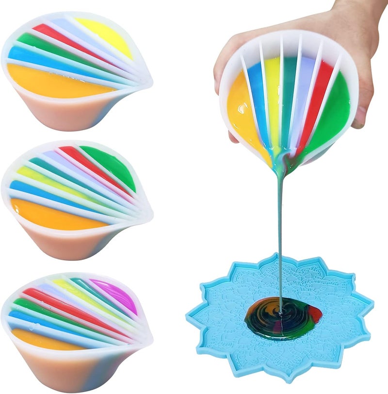 Kunyeah Split Cup for Paint Pouring, Fluid Art Split Cup Acrylic Paint Pour Split Cup Resin Pouring DIY Making Painting Tools Drawing Accessories Reusable Silicone Split Cup with Dividers (7 Chambers) - Image 1